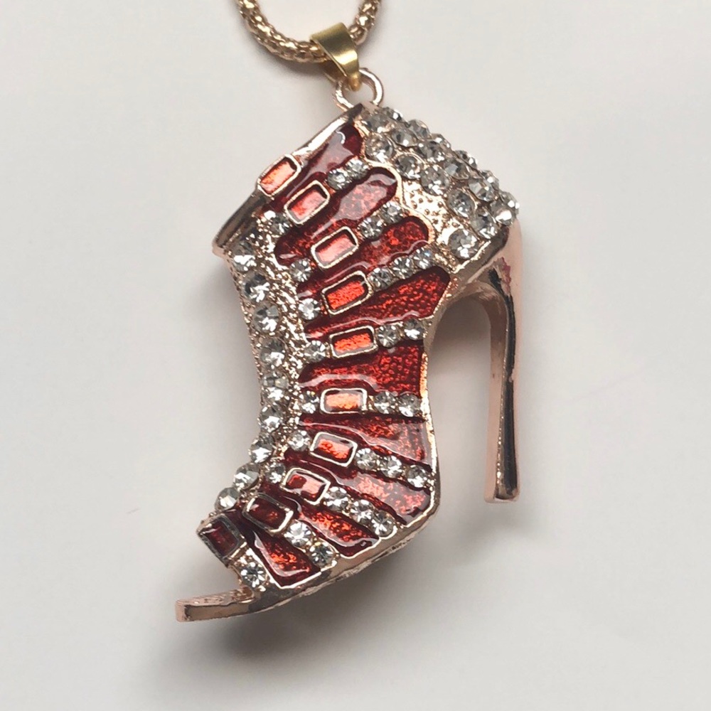 Betsey Johnson Red Crystal High Heel Pendant